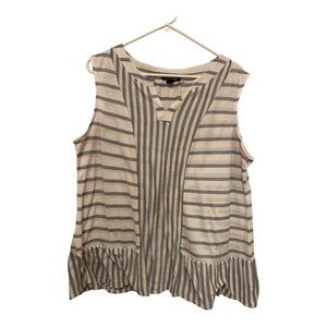 Roz & Ali Beige and Black Striped Sleeveless Blouse